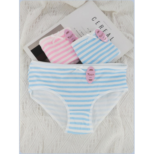 二次元藍白條紋純棉內褲女士蝴蝶結中腰透氣粉白條紋日系少女胖次 二次元藍白條紋純棉內褲女士蝴蝶結中腰透氣粉白條紋日系少女胖次