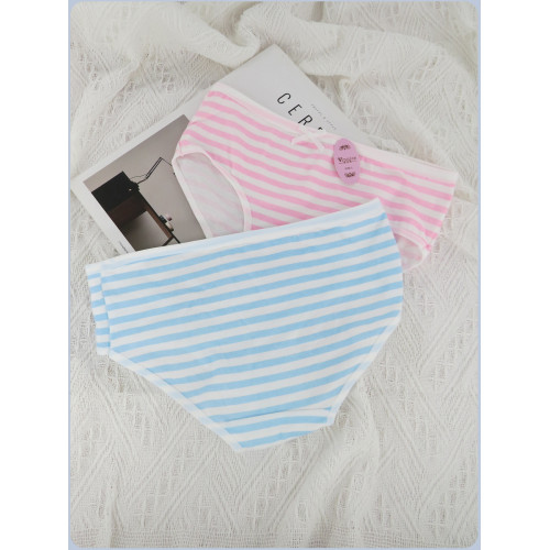 二次元藍白條紋純棉內褲女士蝴蝶結中腰透氣粉白條紋日系少女胖次 二次元藍白條紋純棉內褲女士蝴蝶結中腰透氣粉白條紋日系少女胖次