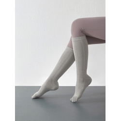 瑜珈襪子女長筒秋冬普拉提防滑點膠高檔純棉小腿膝蓋五指運動襪子