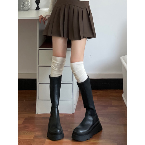 吾等是貓 拼接過膝長筒襪靴襪白色大腿襪網紅ins風棉質雙針堆堆襪 吾等是貓 拼接過膝長筒襪靴襪白色大腿襪網紅ins風棉質雙針堆堆襪