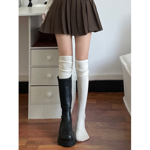 吾等是貓 拼接過膝長筒襪靴襪白色大腿襪網紅ins風棉質雙針堆堆襪 吾等是貓 拼接過膝長筒襪靴襪白色大腿襪網紅ins風棉質雙針堆堆襪