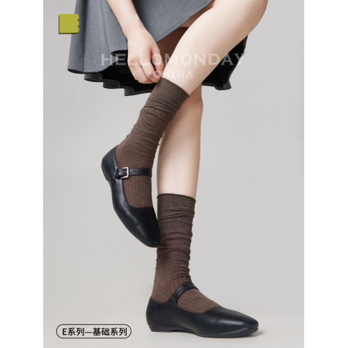 襪子女春秋咖啡色堆堆小腿襪配瑪麗珍鞋中筒棉襪美拉德miu系夏季 襪子女春秋咖啡色堆堆小腿襪配瑪麗珍鞋中筒棉襪美拉德miu系夏季