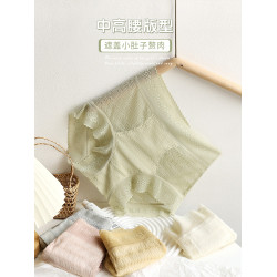 美宅高腰內褲女蕾絲無痕隱形收腹2025新款蠶絲襠大碼輕奢貴婦高級