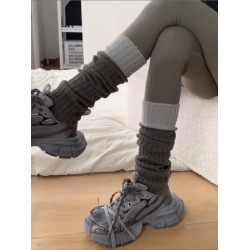 好酷~好酷！我要把這雙襪套安利給所有的辣妹！春秋高級灰拼色襪