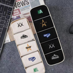 春秋情侶襪子刺綉韓版ins潮男女吸汗防臭中筒運動籃球長襪黑短襪