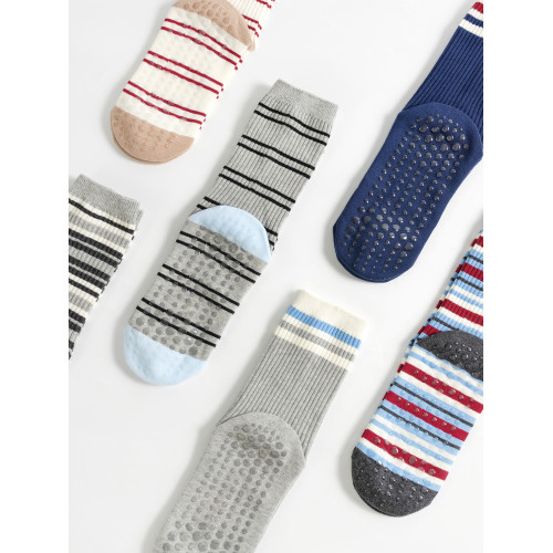 瑜珈襪子防滑專業女中筒圓頭條紋小腿健身運動普拉提地板專用棉襪 瑜珈襪子防滑專業女中筒圓頭條紋小腿健身運動普拉提地板專用棉襪