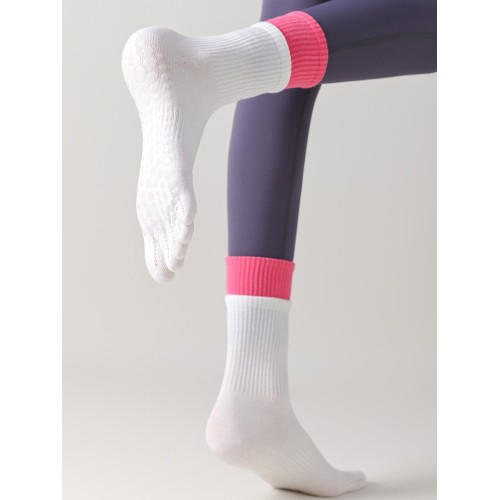 中筒五指瑜珈襪女雙羅口分趾普拉提襪專業防滑室內運動健身舞蹈襪 中筒五指瑜珈襪女雙羅口分趾普拉提襪專業防滑室內運動健身舞蹈襪