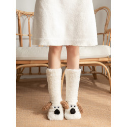 加厚珊瑚絨襪子女毛茸茸絨襪冬季保暖加絨月子睡眠家居小狗地板襪