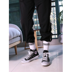 子墨襪子男士秋冬季中筒潮流ins高腰黑色純棉白色高街潮牌長筒襪