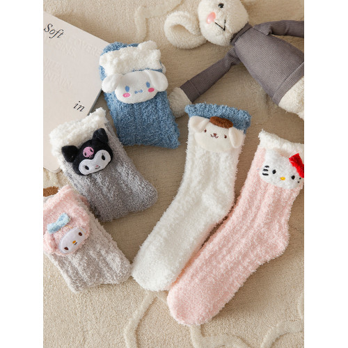 冬季珊瑚絨襪子女加絨加厚可愛毛絨玉桂狗居家地板睡眠保暖月子襪 冬季珊瑚絨襪子女加絨加厚可愛毛絨玉桂狗居家地板睡眠保暖月子襪