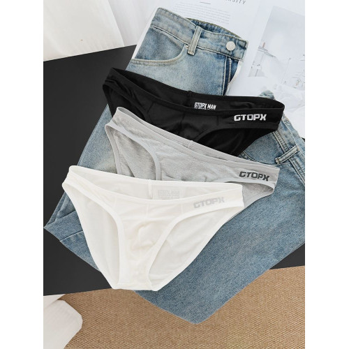 2條裝男士三角內褲低腰性感窄邊莫代爾U凸性感舒適純色底褲頭 2條裝男士三角內褲低腰性感窄邊莫代爾U凸性感舒適純色底褲頭