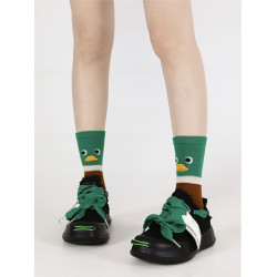 春秋男女卡通彩色中長筒襪子綠色波浪破碎之心黑白格子高幫純棉潮