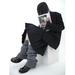 SS2L極簡風純色羊毛針織襪套高級感韓系百搭加厚保暖堆堆襪女ins