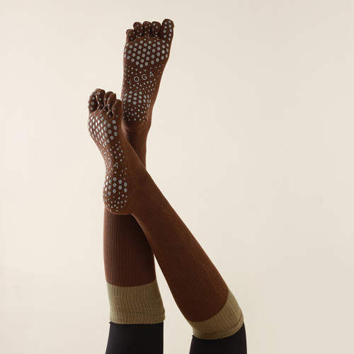 及膝高筒專業防滑瑜珈襪秋冬女五指訓練運動壓力長筒普拉提小腿襪 及膝高筒專業防滑瑜珈襪秋冬女五指訓練運動壓力長筒普拉提小腿襪