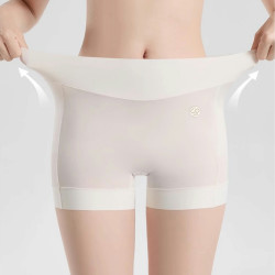 無痕奶皮平角內褲女高腰收腹提臀大碼防走光安全褲打底四角褲透氣