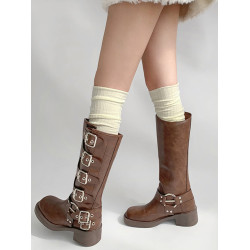 夜間教習室白色堆堆襪春秋過膝長筒襪子女顯瘦靴襪美拉德jk小腿襪