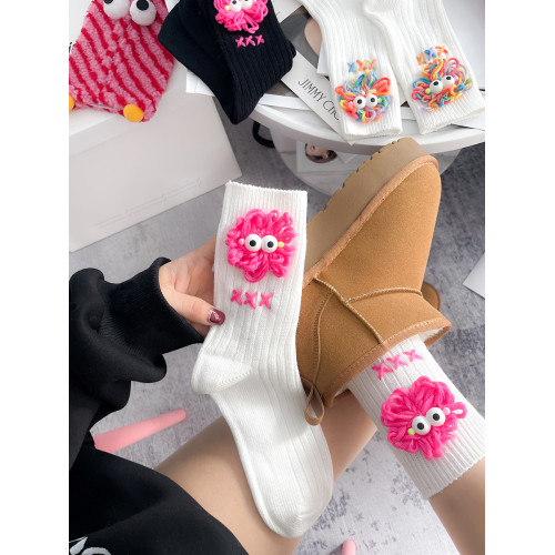 粉色可愛襪子女中筒襪秋冬手工毛線醜萌可愛玫紅長筒堆堆襪雪地靴 粉色可愛襪子女中筒襪秋冬手工毛線醜萌可愛玫紅長筒堆堆襪雪地靴