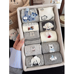 新款可愛卡通襪子女中筒襪ins潮春秋款棉襪運動女生日系長筒長襪