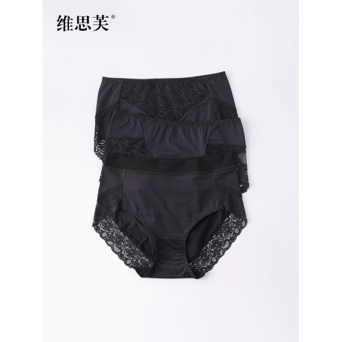 3條黑色牛奶絲內褲女純棉襠蕾絲性感無痕大碼高腰收腹包臀三角褲 3條黑色牛奶絲內褲女純棉襠蕾絲性感無痕大碼高腰收腹包臀三角褲