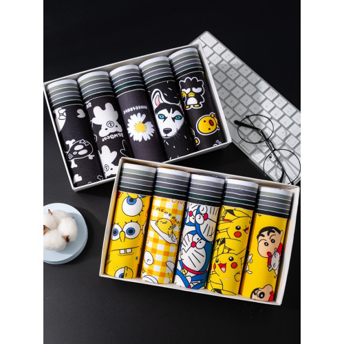 男士內褲青年個性感潮男中腰可愛男學生卡通平角內褲四角短底褲頭