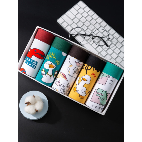 男士內褲青年個性感潮男中腰可愛男學生卡通平角內褲四角短底褲頭