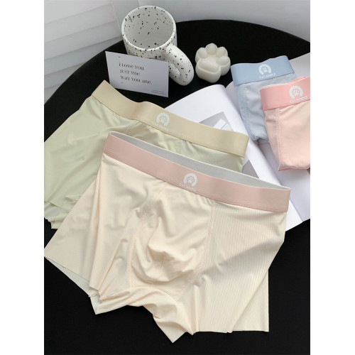 男生夏季薄款無痕冰絲中腰舒適透氣平角四角褲男士內褲2026新款