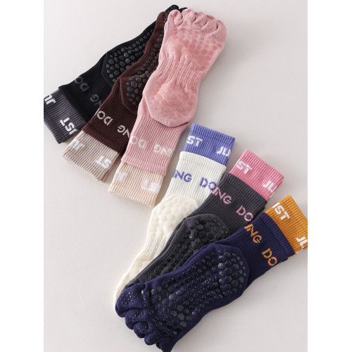 純棉瑜珈襪防滑中筒五指襪女專業普拉提運動襪室內健身分趾地板襪 純棉瑜珈襪防滑中筒五指襪女專業普拉提運動襪室內健身分趾地板襪