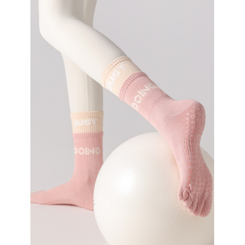 純棉瑜珈襪防滑中筒五指襪女專業普拉提運動襪室內健身分趾地板襪 純棉瑜珈襪防滑中筒五指襪女專業普拉提運動襪室內健身分趾地板襪