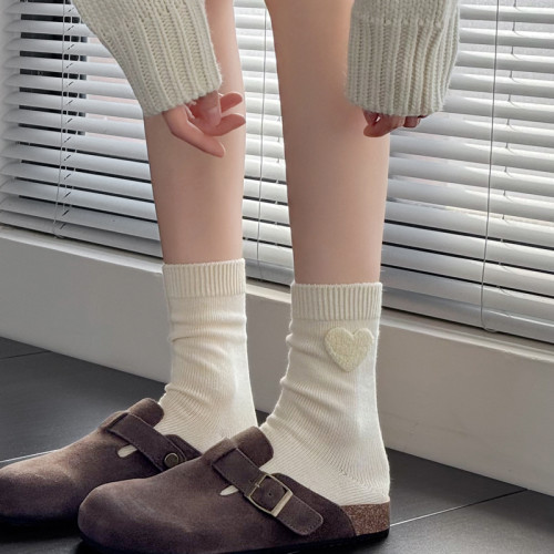 白色短襪子女韓國ins潮襪秋冬加厚棉堆堆襪甜美愛心咖啡色中筒襪 白色短襪子女韓國ins潮襪秋冬加厚棉堆堆襪甜美愛心咖啡色中筒襪