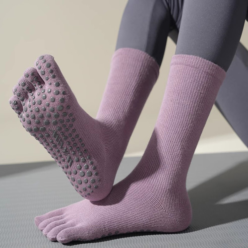 分碼高級中筒壓力襪專業防滑瑜珈襪子女健身室內普拉提五指分趾襪 分碼高級中筒壓力襪專業防滑瑜珈襪子女健身室內普拉提五指分趾襪