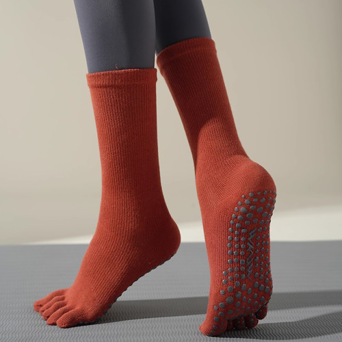 分碼高級中筒壓力襪專業防滑瑜珈襪子女健身室內普拉提五指分趾襪 分碼高級中筒壓力襪專業防滑瑜珈襪子女健身室內普拉提五指分趾襪