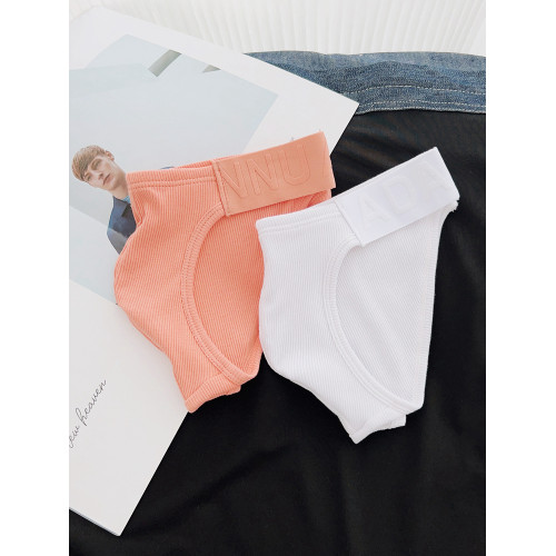 2條裝男士三角內褲低腰螺紋棉高叉U凸舒適純色青年性感短褲頭 2條裝男士三角內褲低腰螺紋棉高叉U凸舒適純色青年性感短褲頭