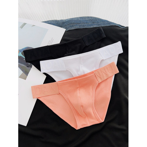 2條裝男士三角內褲低腰螺紋棉高叉U凸舒適純色青年性感短褲頭 2條裝男士三角內褲低腰螺紋棉高叉U凸舒適純色青年性感短褲頭