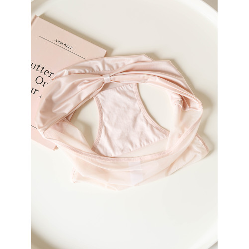 蝴蝶結鏤空~法式少女粉色蕾絲內褲性感純欲緞面冰絲無痕薄款低腰 蝴蝶結鏤空~法式少女粉色蕾絲內褲性感純欲緞面冰絲無痕薄款低腰