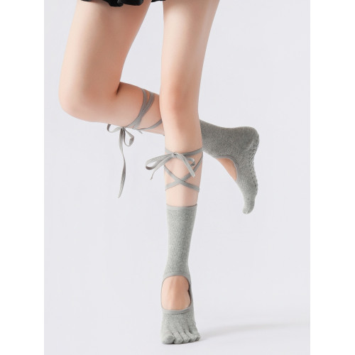 秋冬瑜珈襪防滑五趾露背綁帶款美腿顯瘦舞蹈芭蕾襪室內普拉提運動 秋冬瑜珈襪防滑五趾露背綁帶款美腿顯瘦舞蹈芭蕾襪室內普拉提運動