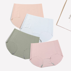 裸感無痕瑜珈打底褲女平角透氣運動內褲純色彈力跑步健身三角褲