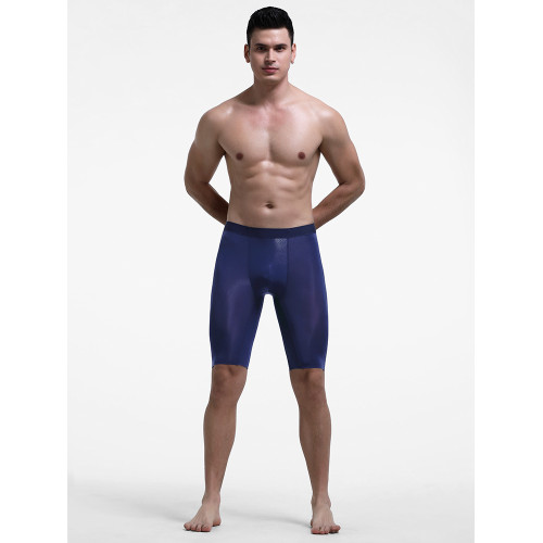 男士運動內褲男夏季冰絲速乾加長防磨腿加大加肥寬鬆四角短褲衩頭