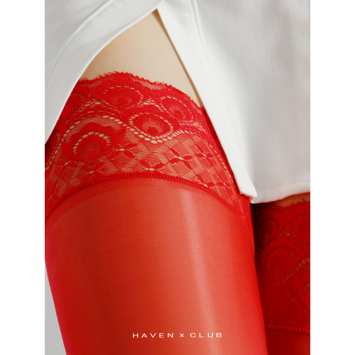 HAVEN:黑色高筒過膝長筒襪馬油襪油光亮滑蕾絲花邊極光矽膠防滑 HAVEN:黑色高筒過膝長筒襪馬油襪油光亮滑蕾絲花邊極光矽膠防滑