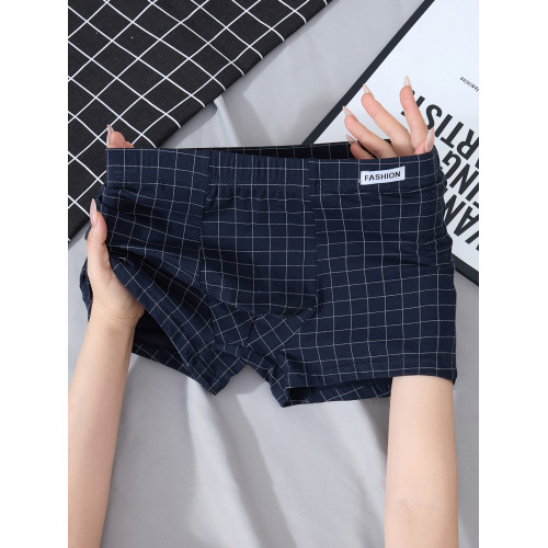 格子男士內褲純棉男生平角褲中腰四角褲短褲頭底褲衩青年個性潮流 格子男士內褲純棉男生平角褲中腰四角褲短褲頭底褲衩青年個性潮流