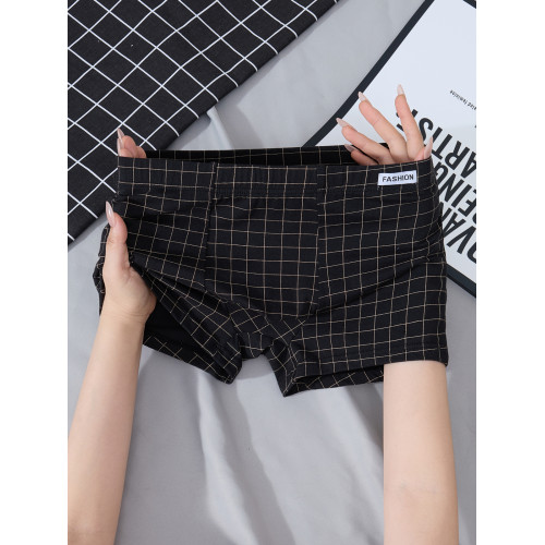 格子男士內褲純棉男生平角褲中腰四角褲短褲頭底褲衩青年個性潮流 格子男士內褲純棉男生平角褲中腰四角褲短褲頭底褲衩青年個性潮流