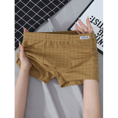 格子男士內褲純棉男生平角褲中腰四角褲短褲頭底褲衩青年個性潮流 格子男士內褲純棉男生平角褲中腰四角褲短褲頭底褲衩青年個性潮流