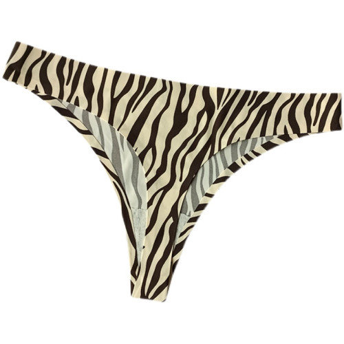 冰絲無痕一片式女士性感豹紋丁字褲健身瑜珈跑步吸濕排汗運動內褲