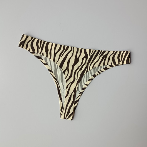 冰絲無痕一片式女士性感豹紋丁字褲健身瑜珈跑步吸濕排汗運動內褲