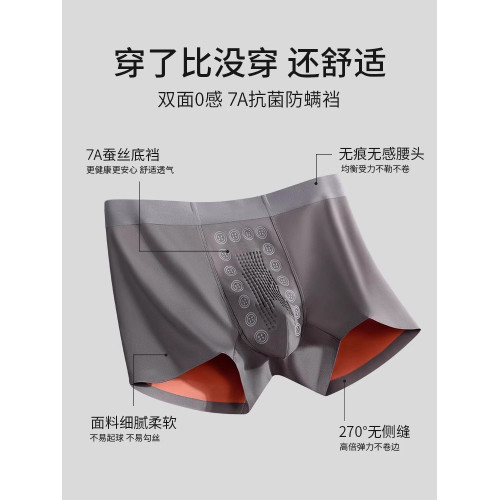 男士內褲防隂囊蠶絲潮溼抗菌男生男款2025新款四角短褲衩高檔男人 男士內褲防隂囊蠶絲潮溼抗菌男生男款2025新款四角短褲衩高檔男人