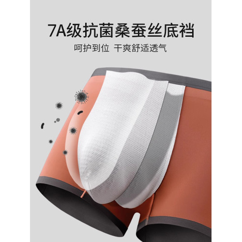 男士內褲防隂囊蠶絲潮溼抗菌男生男款2025新款四角短褲衩高檔男人 男士內褲防隂囊蠶絲潮溼抗菌男生男款2025新款四角短褲衩高檔男人