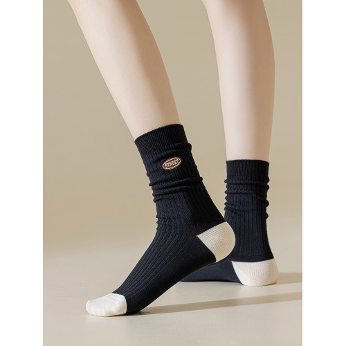 5雙黑白條紋襪子女中筒襪春秋純棉透氣防臭長襪高腰配芭比褲ins潮 5雙黑白條紋襪子女中筒襪春秋純棉透氣防臭長襪高腰配芭比褲ins潮