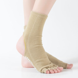 春夏點膠防滑女士純色防滑舞蹈襪瑜珈襪漏腳趾襪露腳後跟襪子高腰