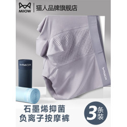 貓人男士內褲男四角褲無痕莫代爾加大碼男生抗菌平角短褲2024新款