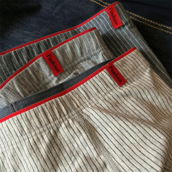 男士內褲阿羅褲純棉舒適透氣男平角褲日系條紋中腰青年四角短褲衩