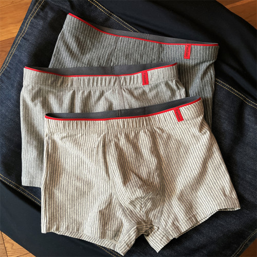 男士內褲阿羅褲純棉舒適透氣男平角褲日系條紋中腰青年四角短褲衩 男士內褲阿羅褲純棉舒適透氣男平角褲日系條紋中腰青年四角短褲衩